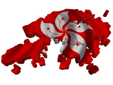 Flag and map of Hong-Kong clipart