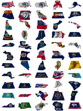 Flag and map of United States of America clipart