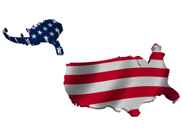 Vlajka a mapa Spojených států amerických — Stock fotografie