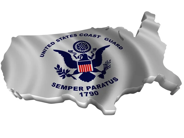 Vlag en kaart van united states coast guard — Stockfoto