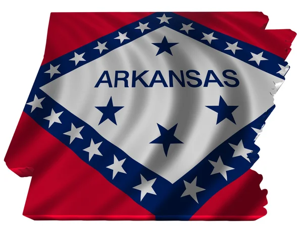 アーカンソー州の旗と地図 — ストック写真