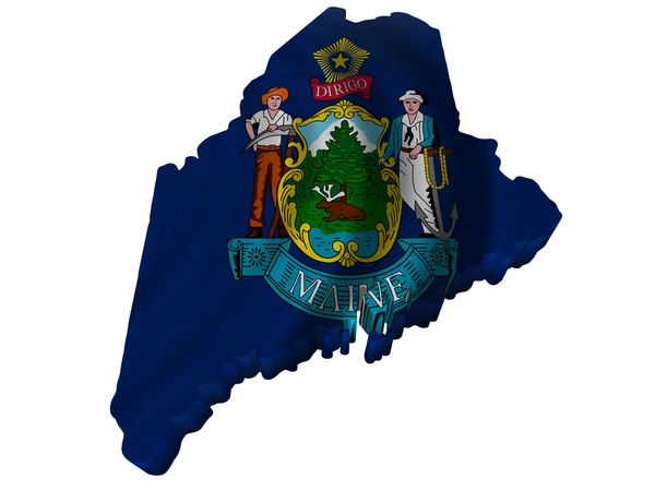 Flagge und Karte von Maine — Stockfoto