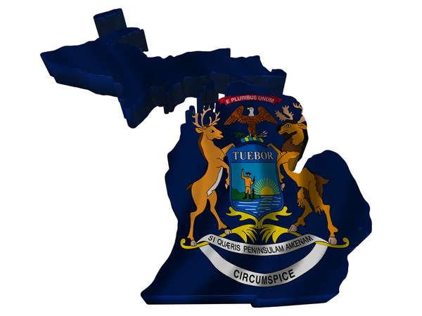 Flagge und Karte von Michigan — Stockfoto