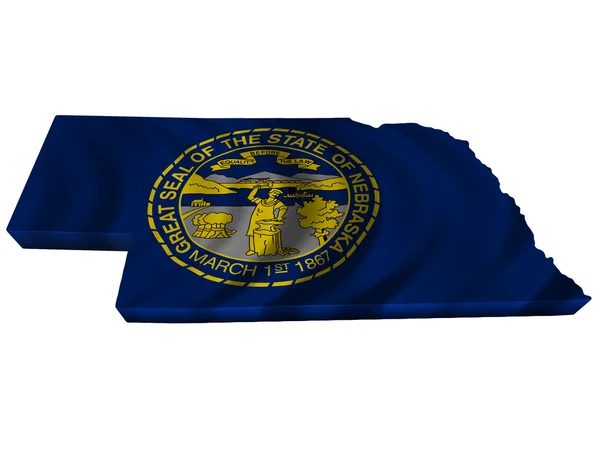 Vlajka a mapa nebraska — Stock fotografie