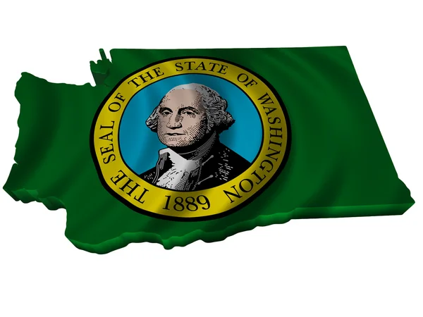 Zászló és megjelenítése washington térképén — Stock Fotó