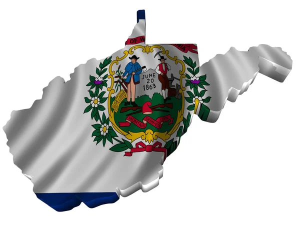 Vlajka a mapa Západní Virginie — Stock fotografie