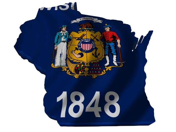 Bandeira e mapa de Wisconsin — Fotografia de Stock