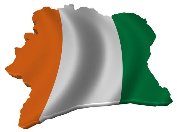 Flaga i mapa Wybrzeże Kości Słoniowej — Zdjęcie stockowe