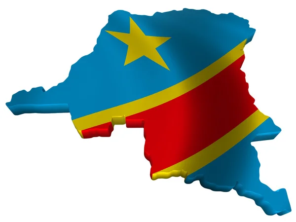 플래그 및 콩고 민주 공화국의 지도 — 스톡 사진