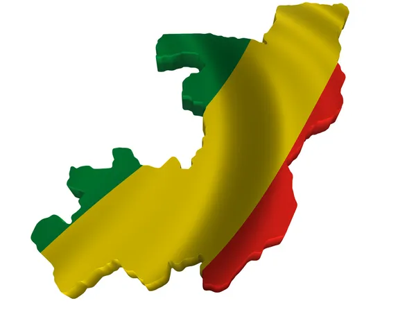 깃발 그리고 콩고 공화국의 지도 — 스톡 사진