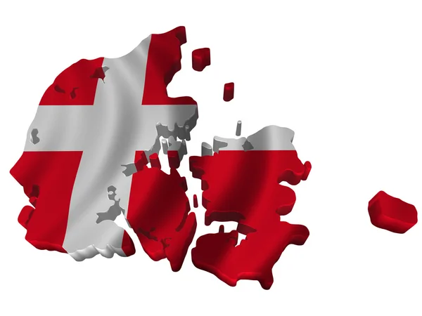 Vlajka a mapa Dánska — Stock fotografie