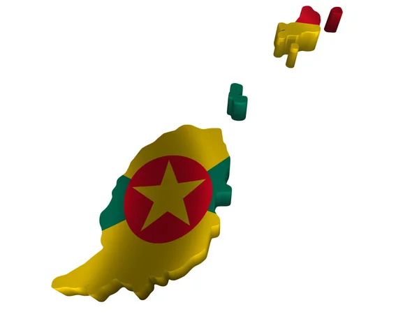 グレナダの旗と地図 — ストック写真