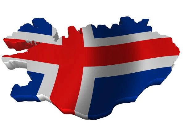 Flagga och karta över Island — Stockfoto