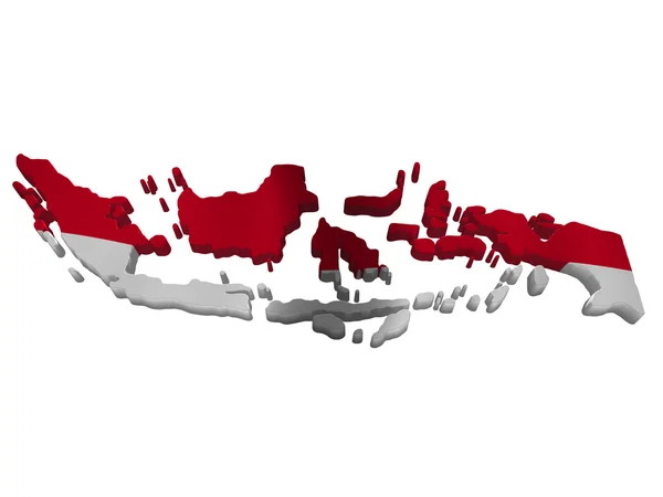 印度尼西亚国旗和地图 — 图库照片