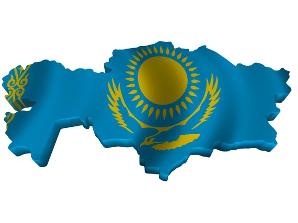 Vlag en kaart van Kazachstan — Stockfoto