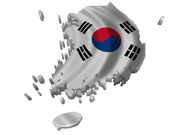 Bayrak ve Güney Kore Haritası — Stok fotoğraf