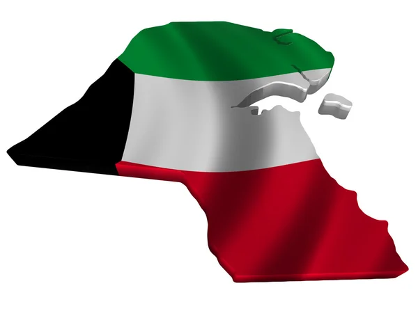 Vlag en kaart van Koeweit — Stockfoto