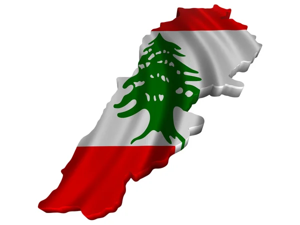 Σημαία και Χάρτης του Λιβάνου — Φωτογραφία Αρχείου