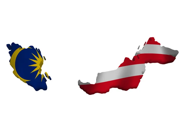 Flagge und Karte von Malaysia — Stockfoto