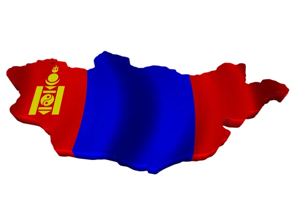 Bandeira e mapa de Mongólia — Fotografia de Stock