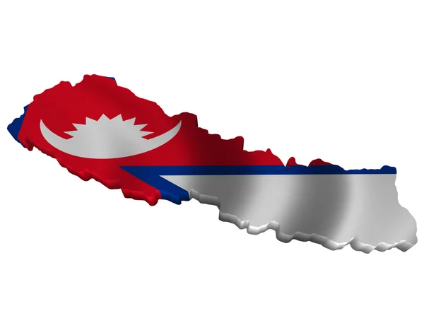 Zászló és Nepál Térkép — Stock Fotó