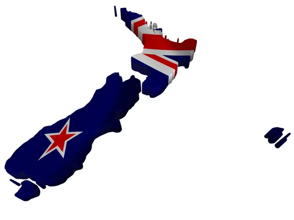 Σημαία και Χάρτης της Νέας Ζηλανδίας — Φωτογραφία Αρχείου