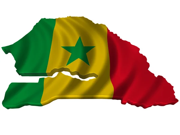 Flagge und Landkarte Senegals — Stockfoto