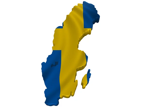 Vlajka a mapa Švédska — Stock fotografie