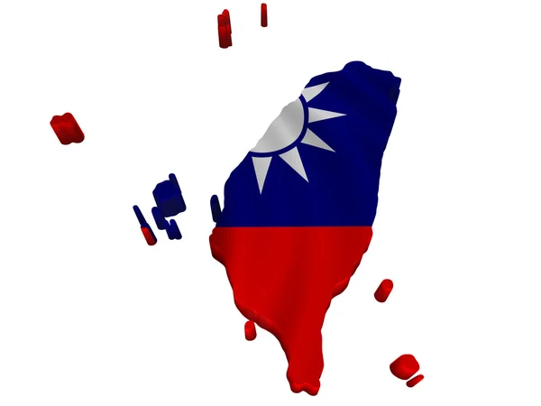 Flaga i mapę z Tajwanu — Zdjęcie stockowe