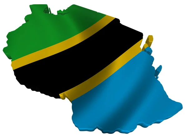 국기와 탄자니아의 지도 — 스톡 사진