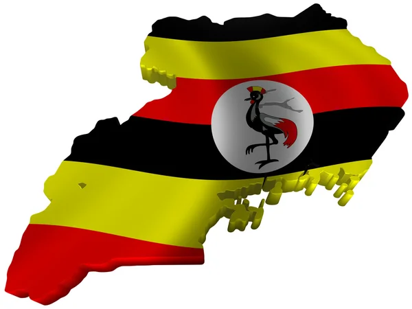 Flagg og kart over Uganda – stockfoto