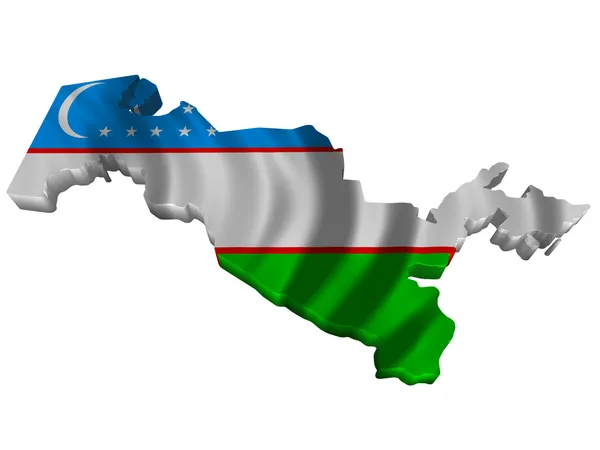 船旗国和乌兹别克斯坦的地图 — 图库照片