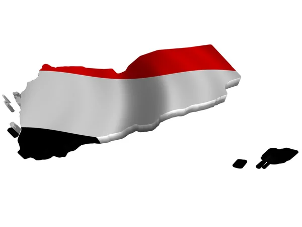 Vlajka a mapa Jemenu — Stock fotografie