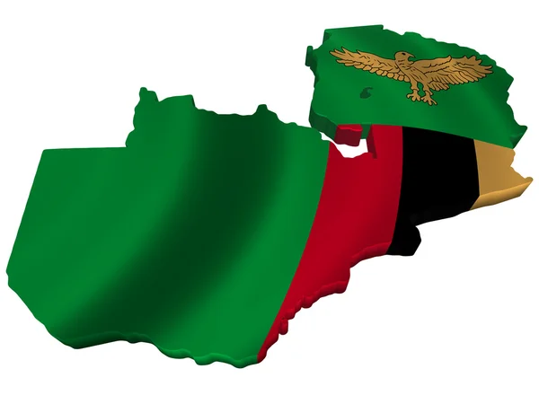 Flagga och karta över zambia — Stockfoto
