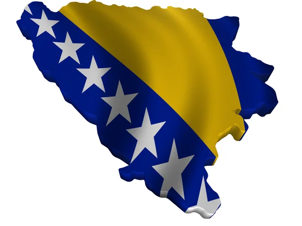 ボスニア・ヘルツェゴビナの旗と地図 ストック画像