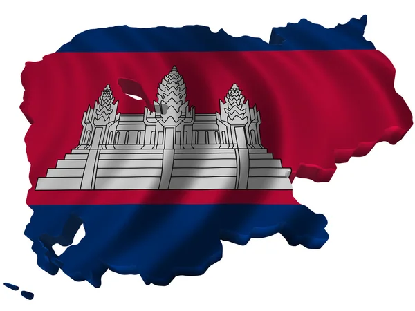 Флаг и карта Камбоджи Стоковая Картинка