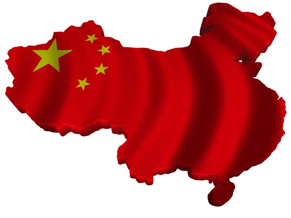 Vlag en kaart van China Stockfoto
