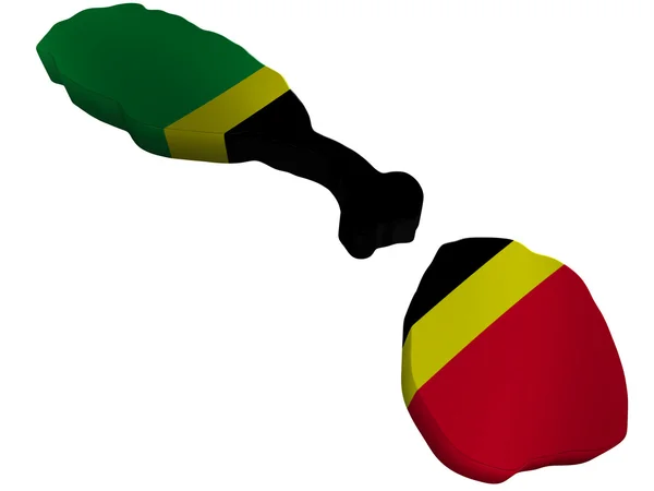 Флаг и карта Сент-Китса и Невиса Стоковое Изображение