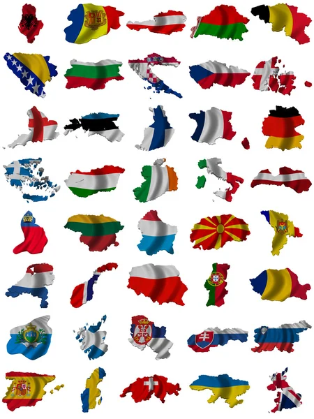 Flagga och karta över Europa Stockbild