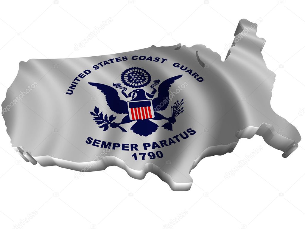 Flag and map of United States Coast Guard