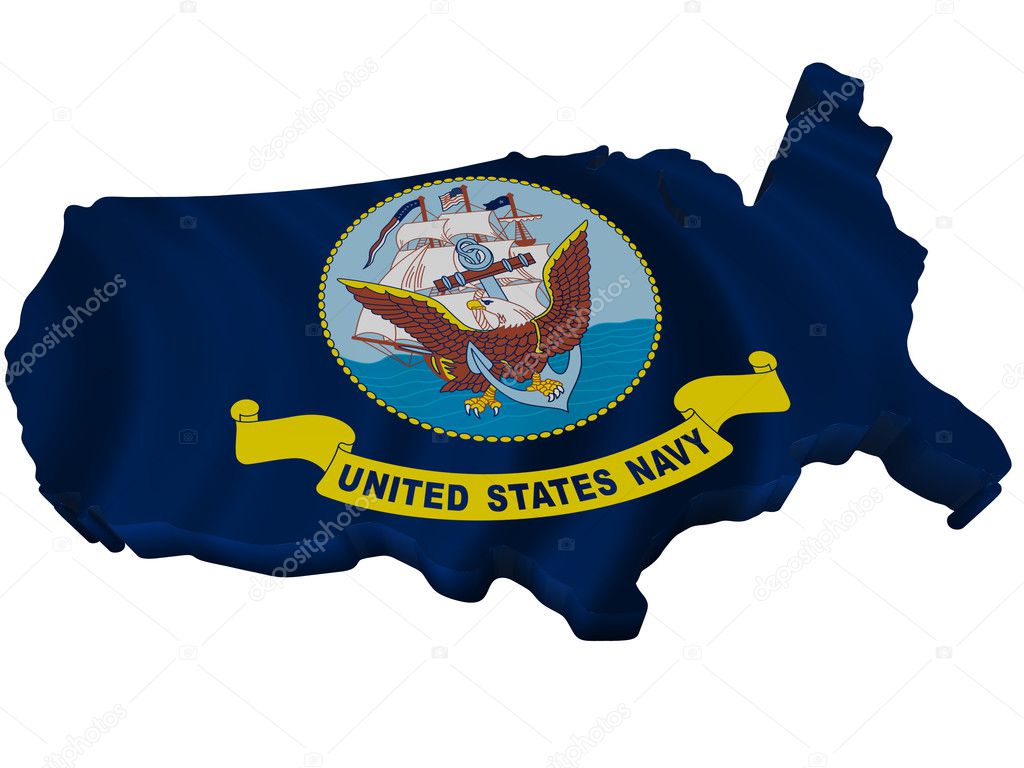 Flag and map of United States Navy