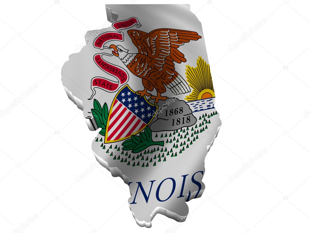 Flag and map of Illinois