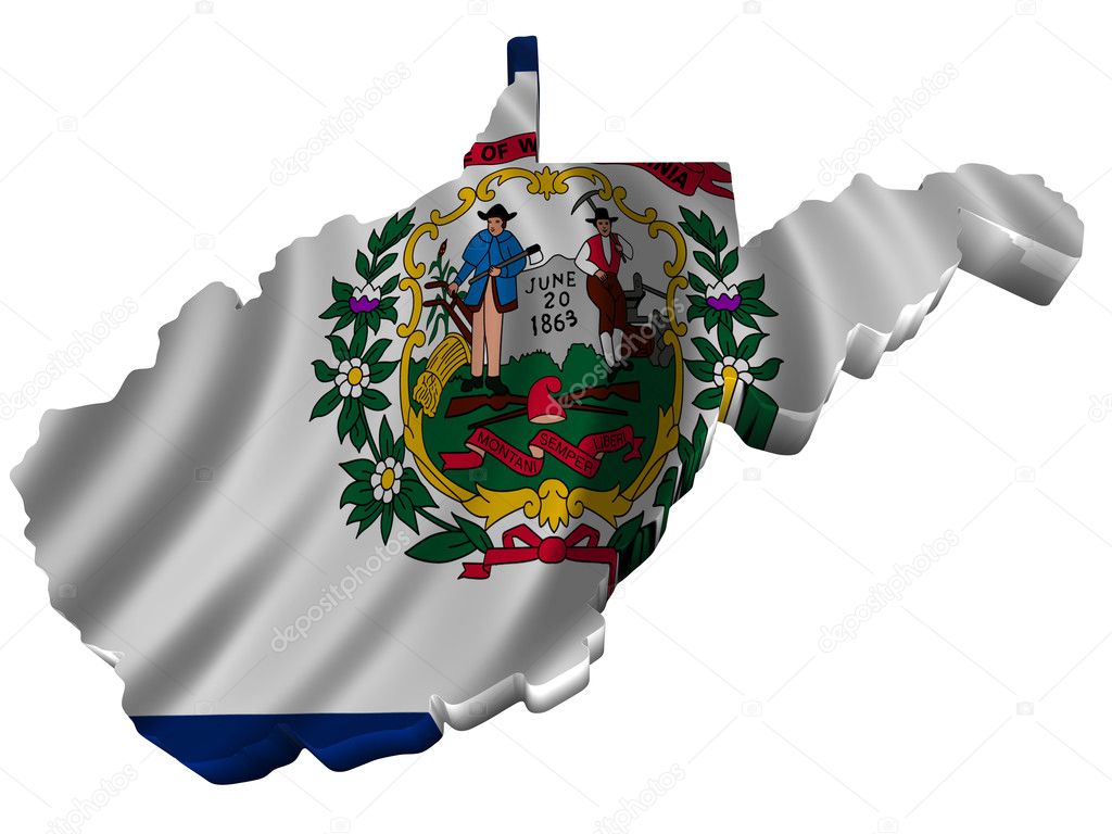 Flag and map of West Virginia