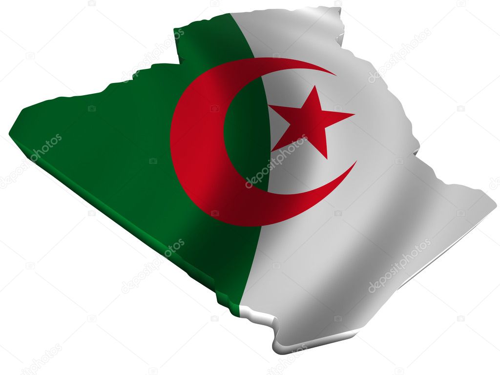 Flag and map of Algeria