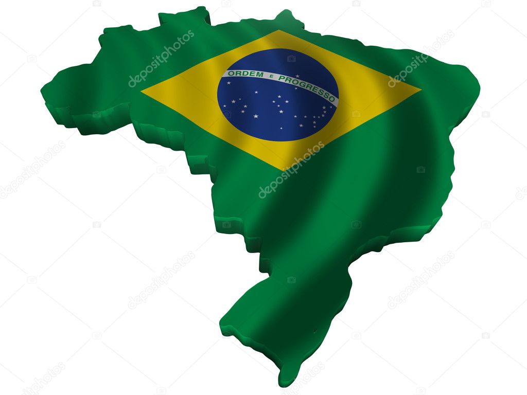 Flag and map of Brazil