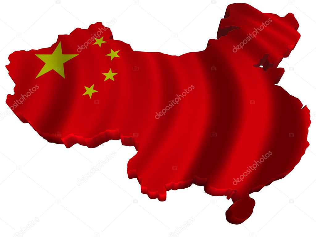 Flag and map of China