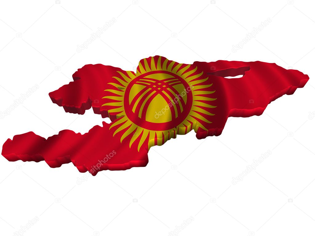 Flag and map of Kyrgyzstan