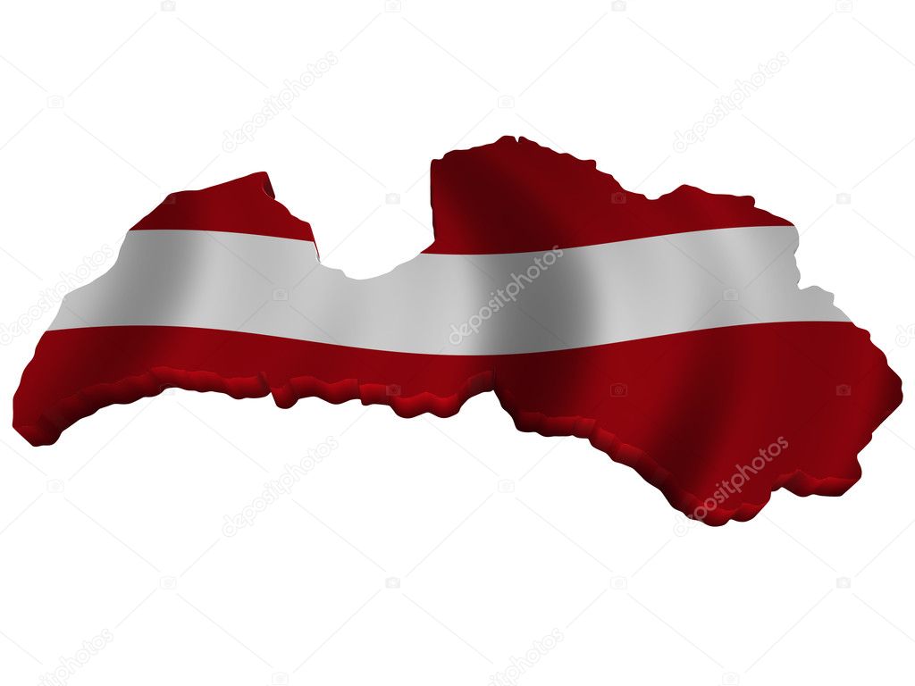 Flag and map of Latvia