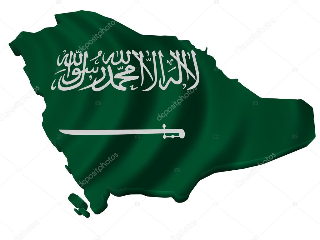 Flag and map of Saudi Arabia