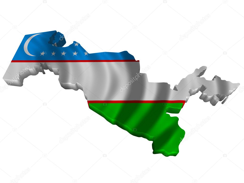Flag and map of Uzbekistan